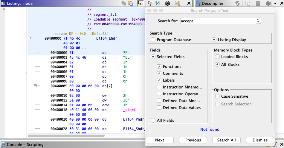 mirrord - use ghidra to search symbols